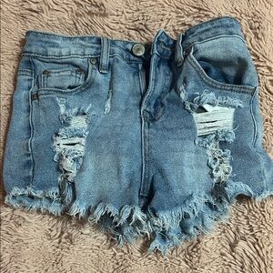 Almost Famous Light Blue Distressed Jean Shorts